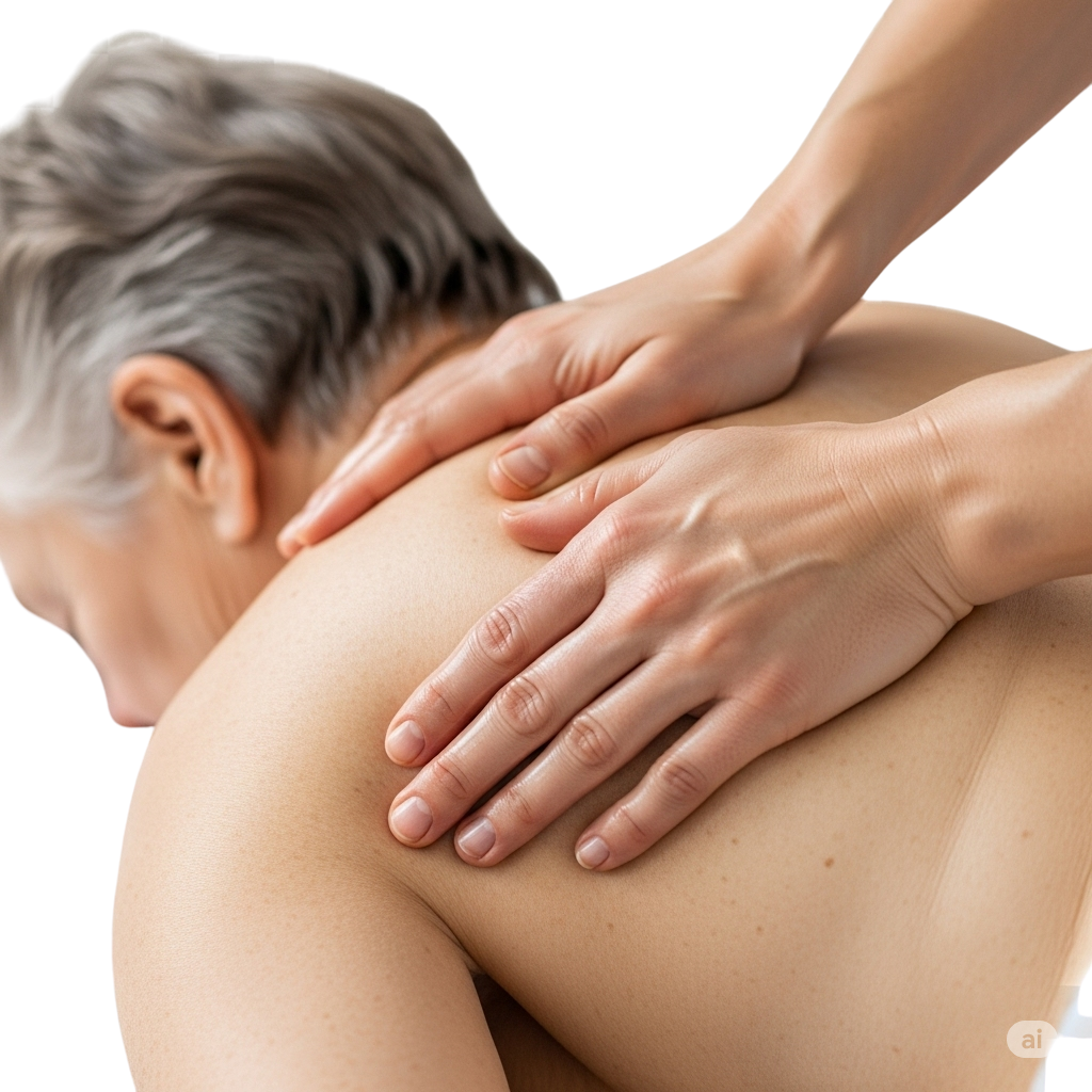 Gentle massage therapy for an elderly client